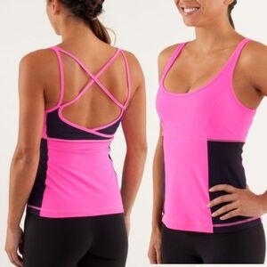 Sz 4 Lululemon Back Burner Tank - Raspberry Glo Light / Black Swan